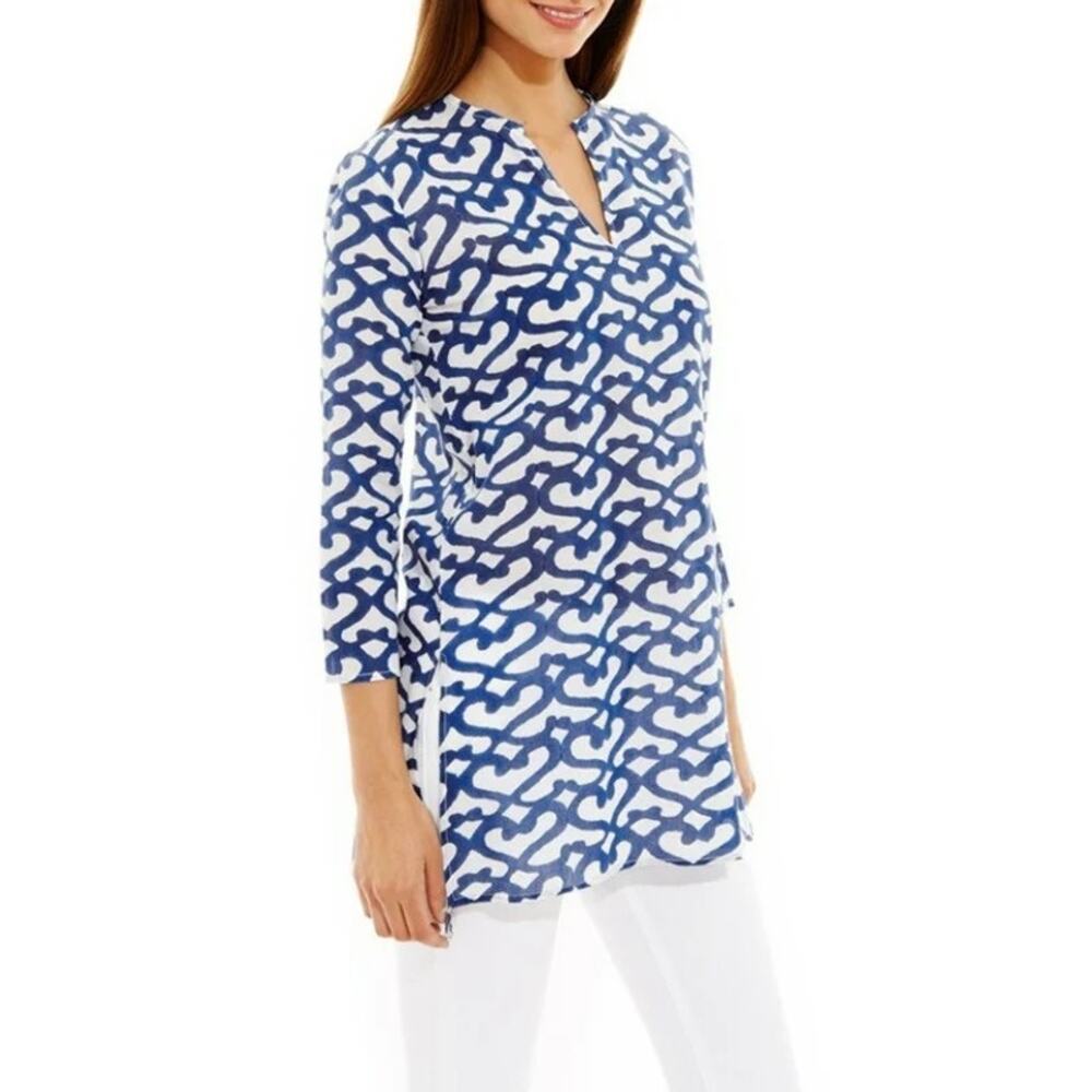 ROBERTA ROLLER RABBIT Tunic Top Size Small Big Cata Kurta X 100% Cotton Coastal